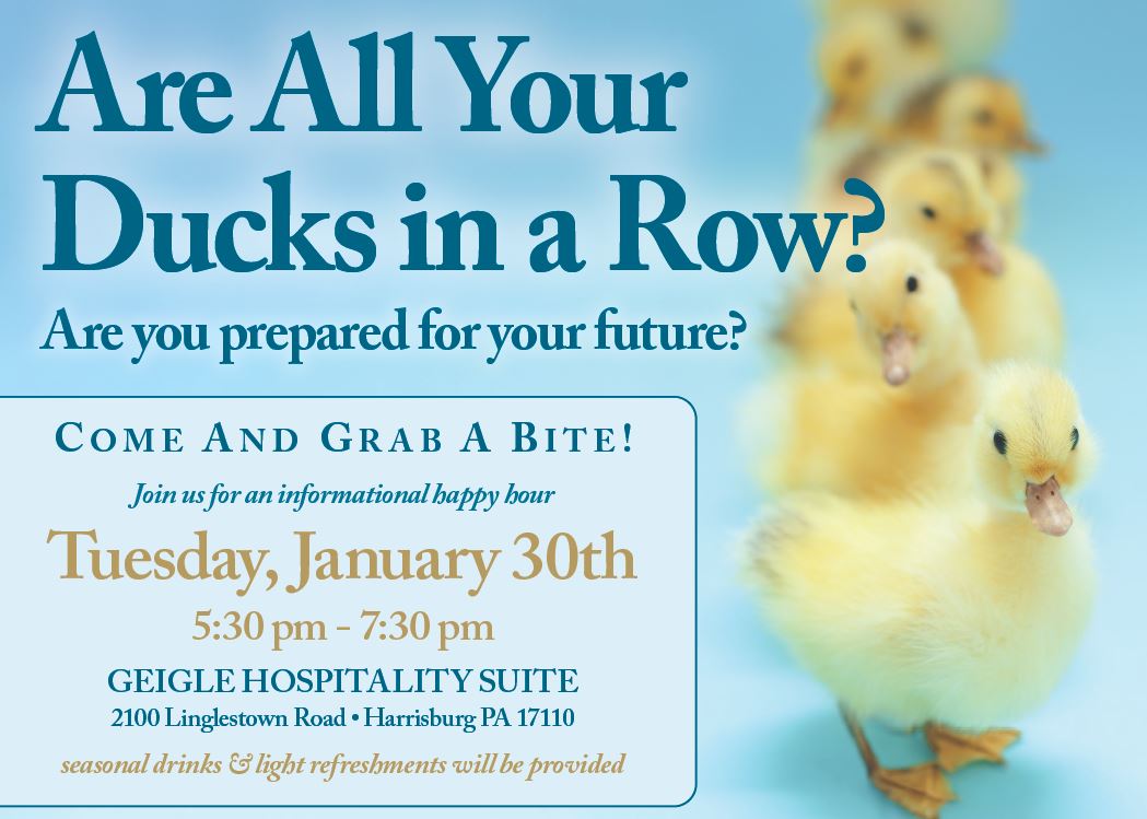 Planning for your future informational happy hour on 1/30/2024 in Harrisburg, PA