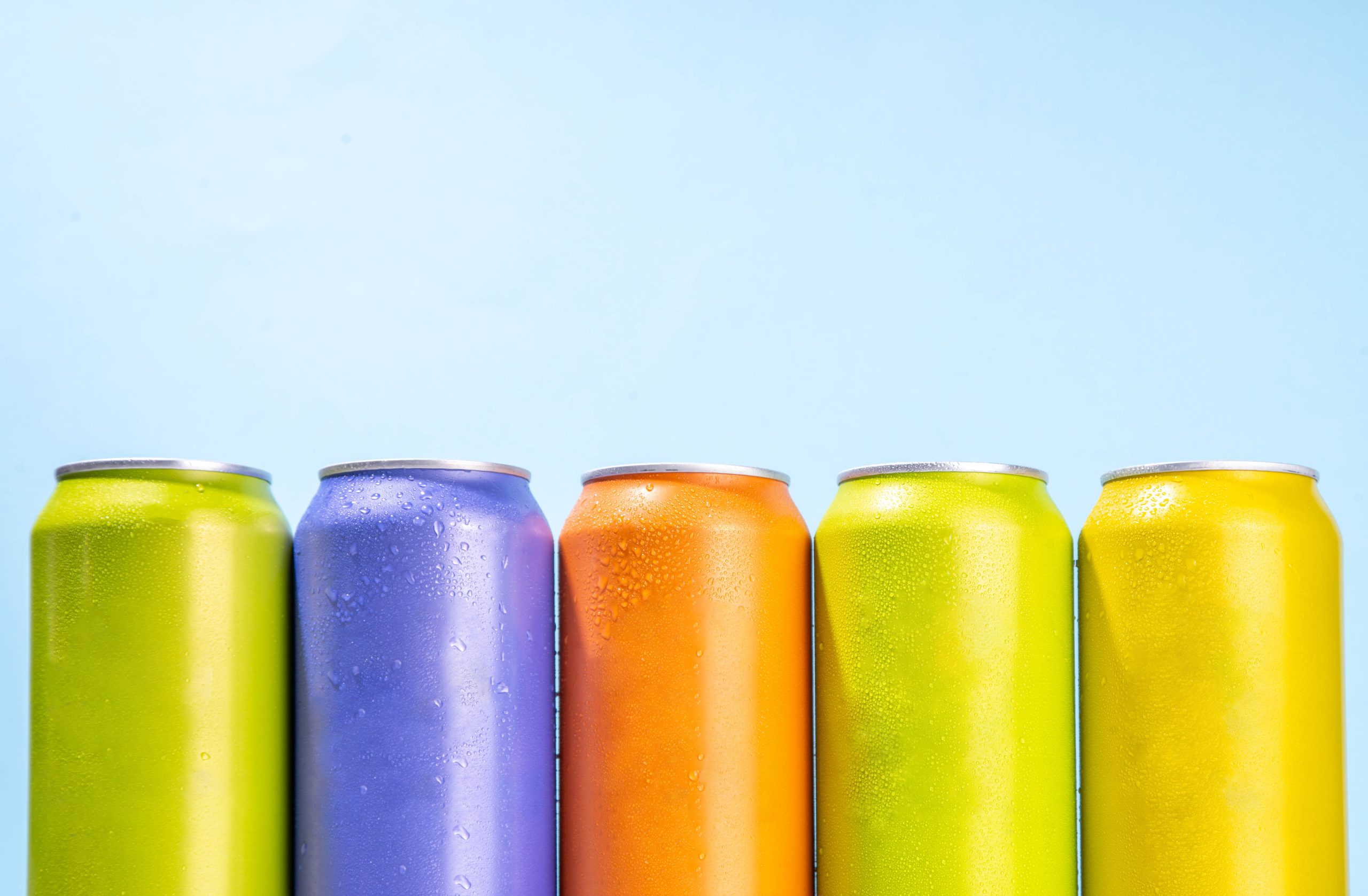 RTD Cocktail or mocktail, Ready to Drink canned beverage in colorful tin cans bottles, trendy easy way to make cocktails